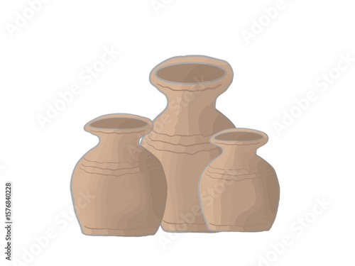 An illustration of a row of ancient Japanese earthenware jars