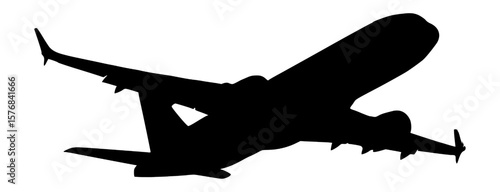 Vector Silhouette Of A Flying Passenger Plane.