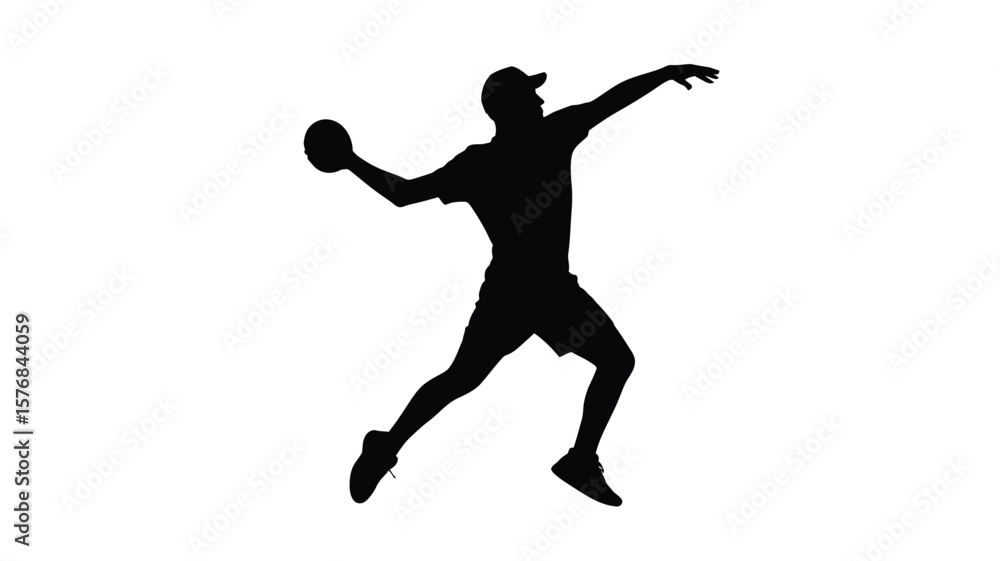 Silhouette of a man in a baseball cap throwing a ball Silhouette of a man in a baseball cap throwing a ball