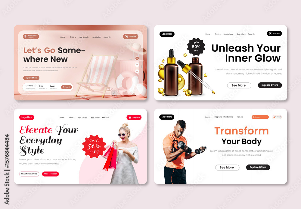 Website Header Layout Design Stock Template | Adobe Stock