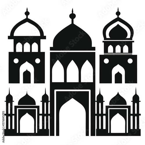 Islamic architecture domes minarets archways geometric patterns mosque masjid