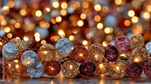 Elegant Golden Bokeh Effect with Subtle Sparkles and Decorative Orbs for a Gentle Touch in Holiday or Festive Themes