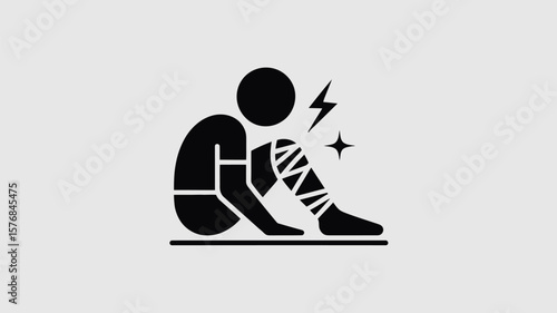 Person with bandaged leg experiencing pain and discomfort icon