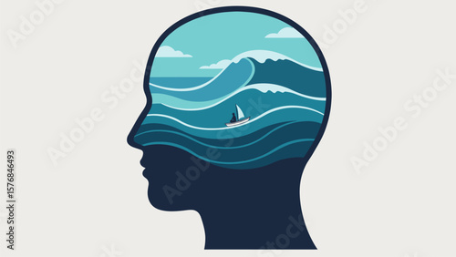 Inner Ocean: A Mindful Seascape Illustration