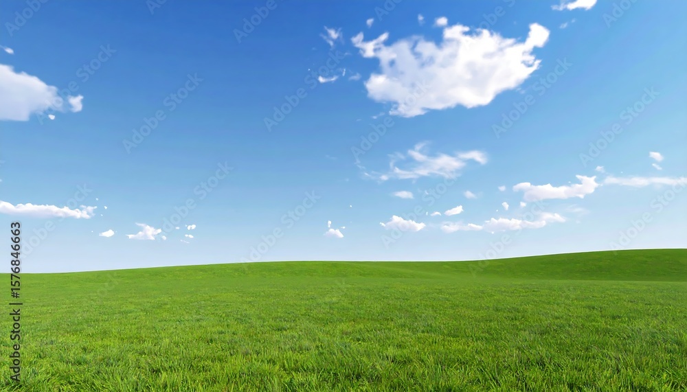 Serene grassy field under a bright blue sky with fluffy white clouds Peaceful nature. Serene grassy field under a bright blue sky with fluffy white clouds Peaceful nature.