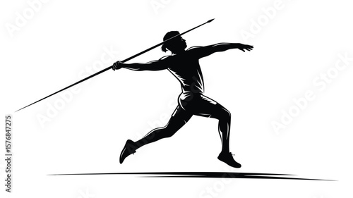 Silhouette of an athlete throwing a javelin during a track and field competition