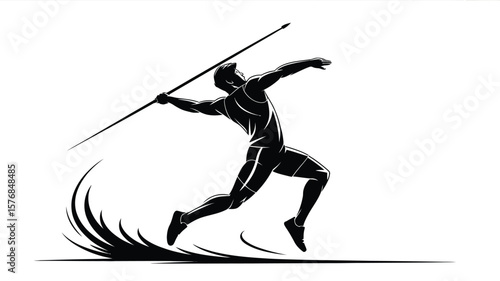 Silhouette of an athlete throwing a javelin in a dynamic pose