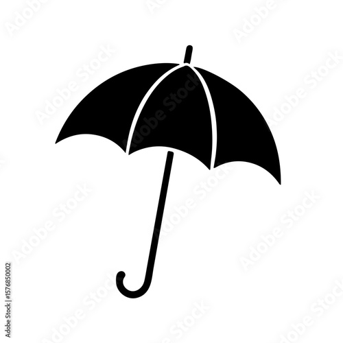 Umbrella Icons: Black and White Weather & Protection Set. A sleek and versatile set of black and white umbrella icons, perfect for representing weather, protection, safety, insurance, and preparedness
