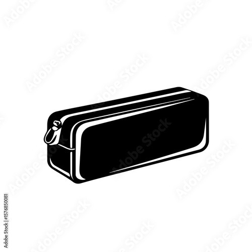 Organized Black and White Pencil Case Icons. A practical and neat set of black and white pencil case icons, perfect for designs related to organization, stationery storage, education, and creative sup