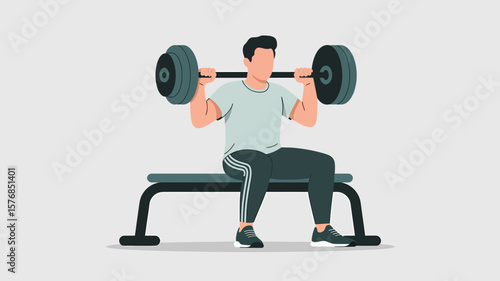 Vector with carton style illustration excercise and doing sport of arm shoulder weigh lift
