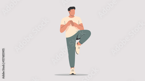 Vector with carton style illustration excercise and doing sport of yoga tree pose