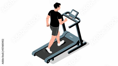 Vector with carton style illustration excercise and doing sport of walking on treadmill