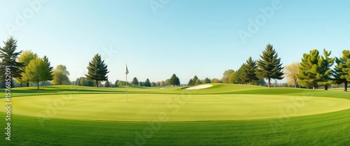 Clean, minimalist golf course green, subtly textured ,  subtle,  grass