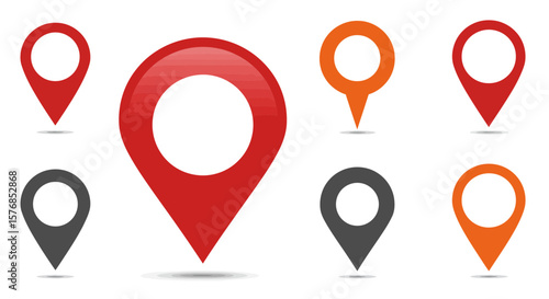 Colorful set of map pointer icons for navigation and location purpose