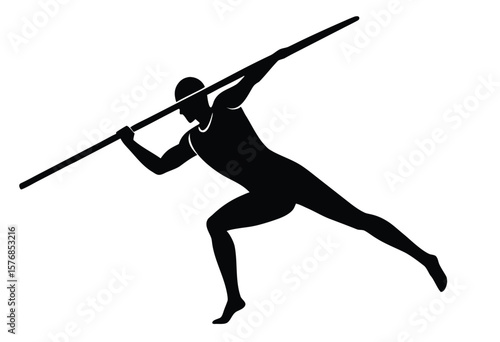 Male athlete pole vault silhouette vector flat design, sports action jumping illustration