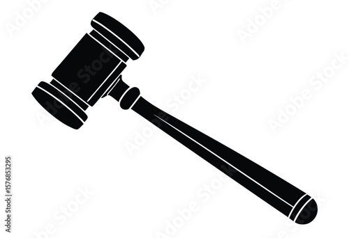 Auction Gavel Silhouette Vector Art - Clean Flat Design Icon Clipart