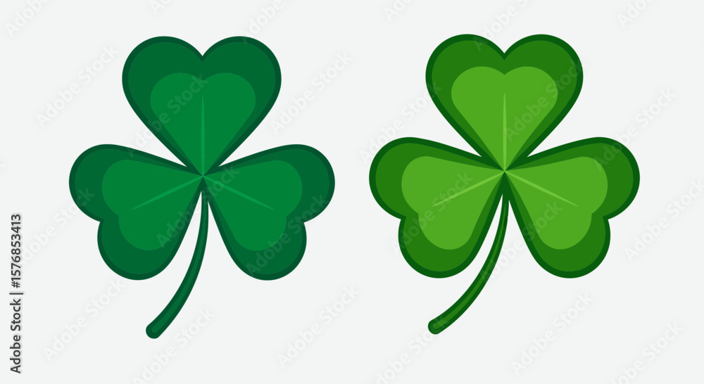 St. Patrick's Day Vector Illustration: Two Vibrant Green Shamrock Clovers St. Patrick's Day Vector Illustration: Two Vibrant Green Shamrock Clovers