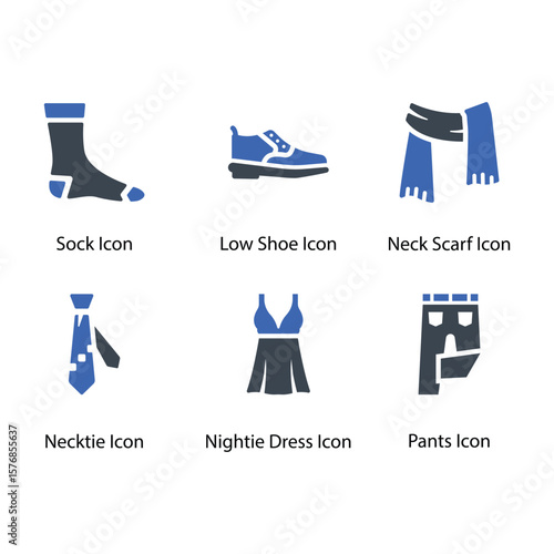 Sock, Low Shoe, Neck Scarf, Necktie, Nightie Dress, Pants, icon