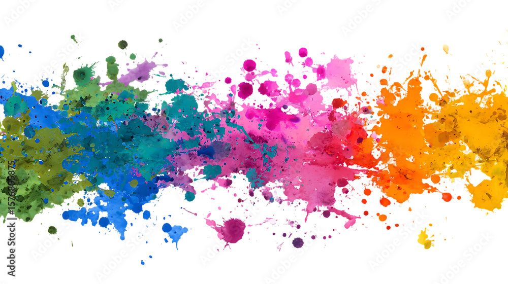 Obraz premium Colorful paint splatters on black background