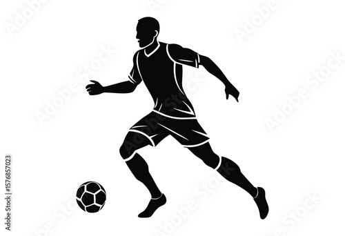 Soccer Player Silhouette Vector Flat Design Illustration for Sports and Football