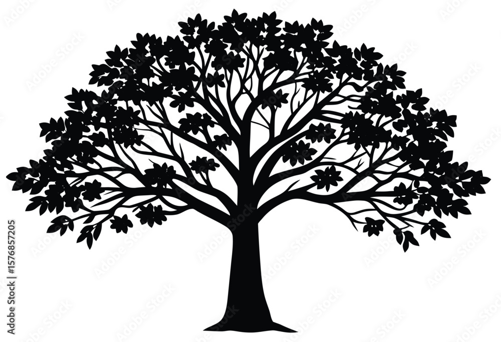 Fototapeta premium Classic Vintage Tree Silhouette Vector Illustration in Flat Design Style