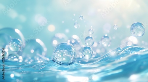 Wallpaper Mural Fresh Water Bubbles on Blue Wave – Natural Textures Visual for Wellness & Beauty Projects Torontodigital.ca