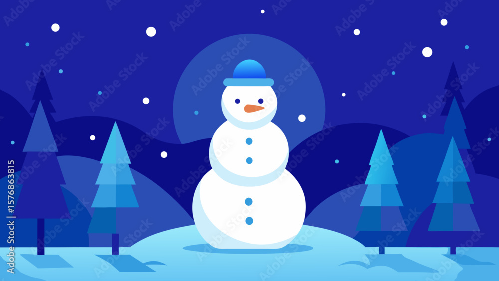 Fototapeta premium Charming Snowman in Winter Wonderland A Festive Illustration