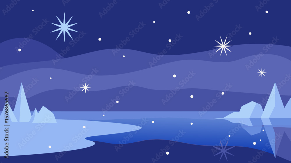 Fototapeta premium christmas night landscape