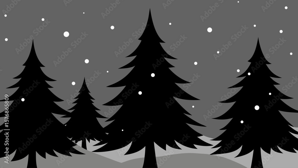 Obraz premium vector illustration of a winter landscape