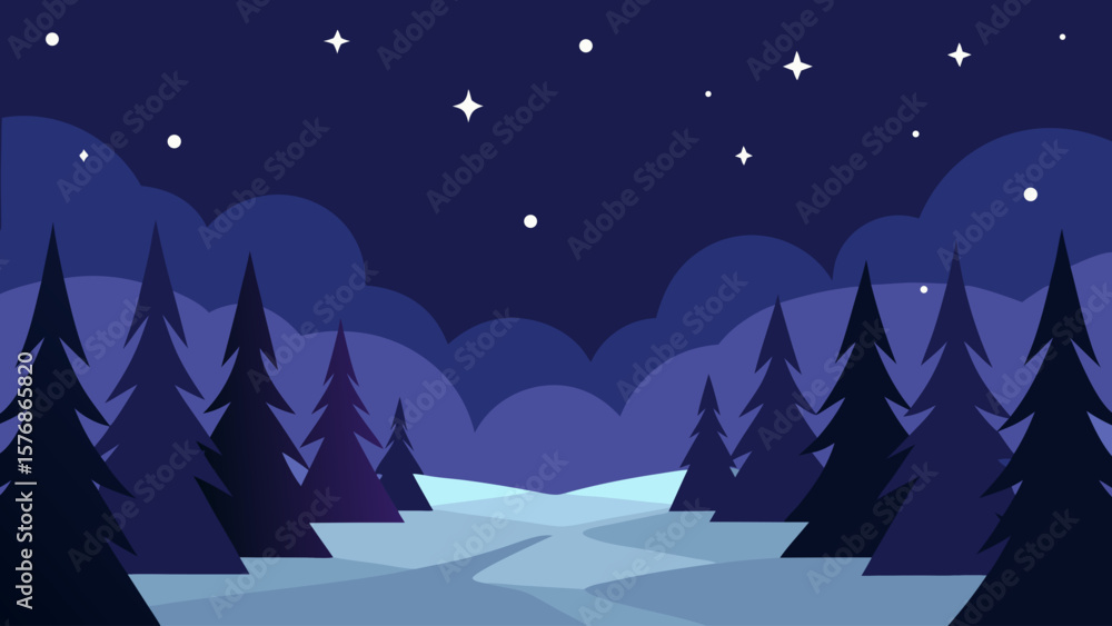 Fototapeta premium christmas night landscape