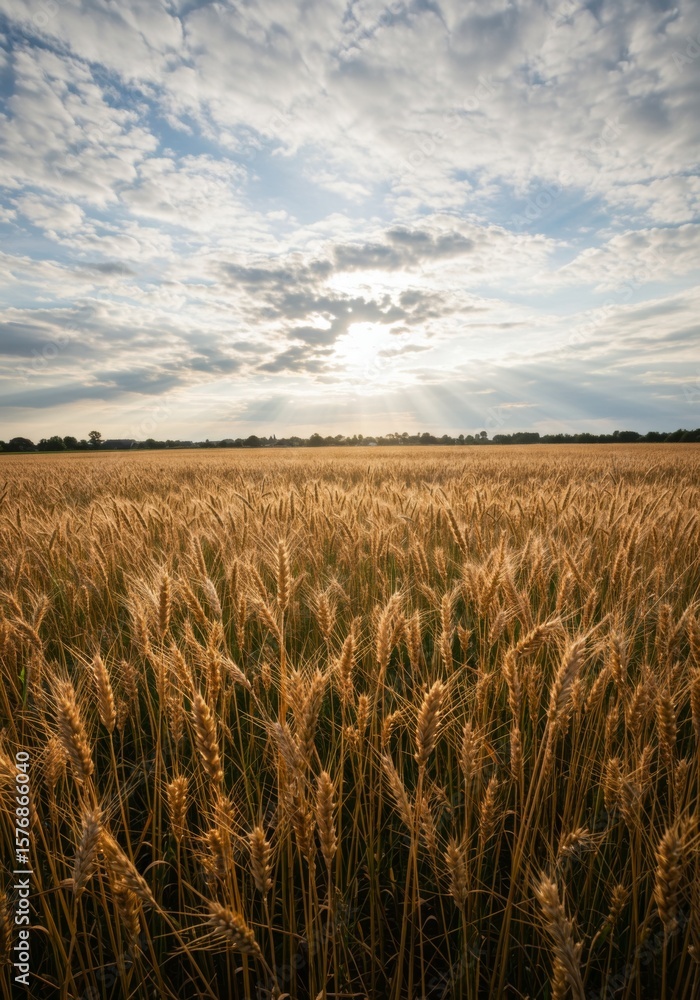 Obraz premium Golden Wheat Field at Sunset