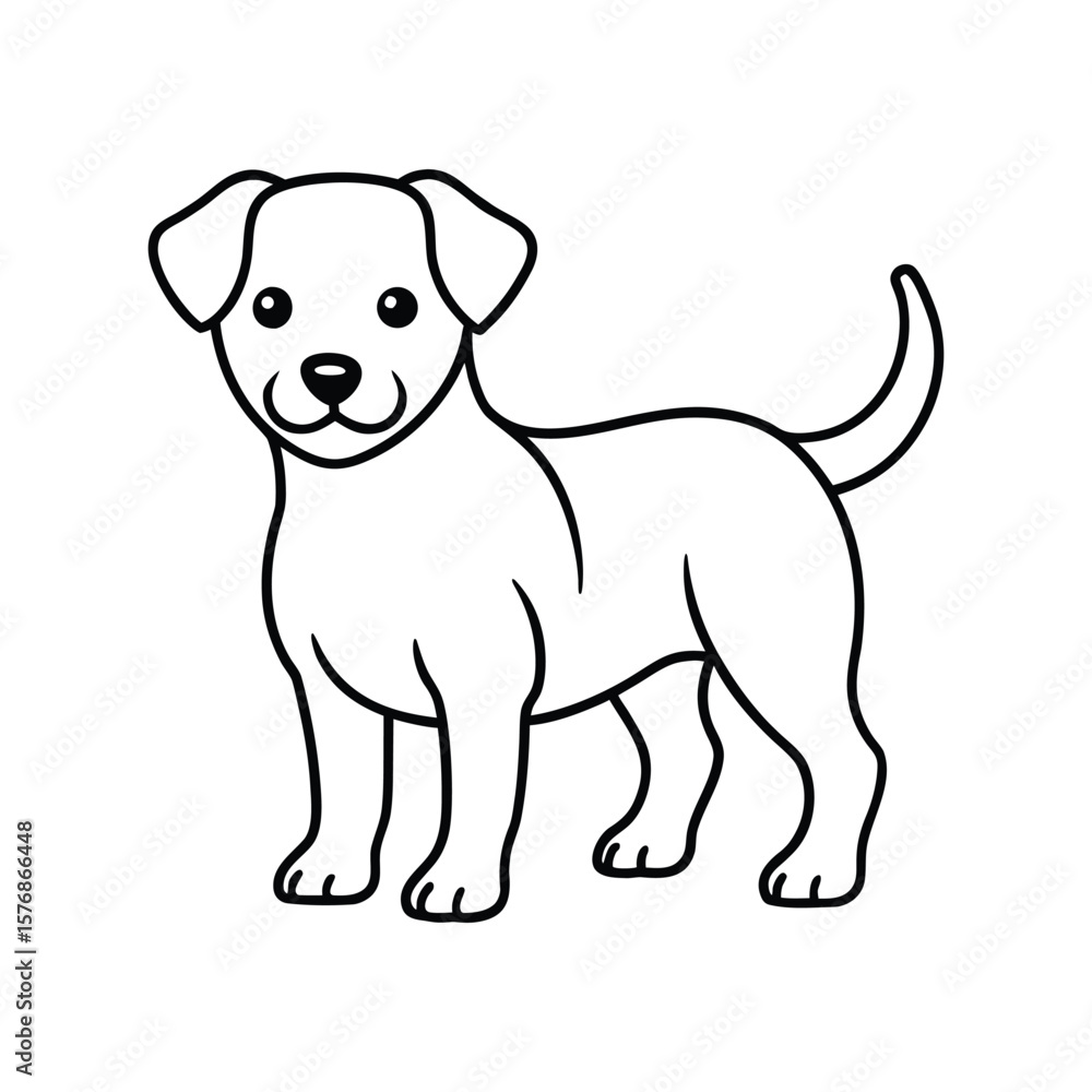 Obraz premium Dog Line Art Drawing on White Background, Dog line art