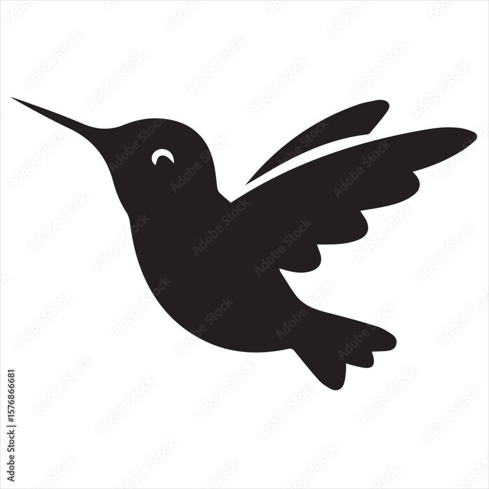 Fototapeta premium Silhouette Style Vector Hummingbird Logo Design – Elegant Minimal Bird Icon in Black Silhouette – Nature-Inspired Logo Template for Eco Brands, Floral Shops, Wellness, Beauty, or Organic Product