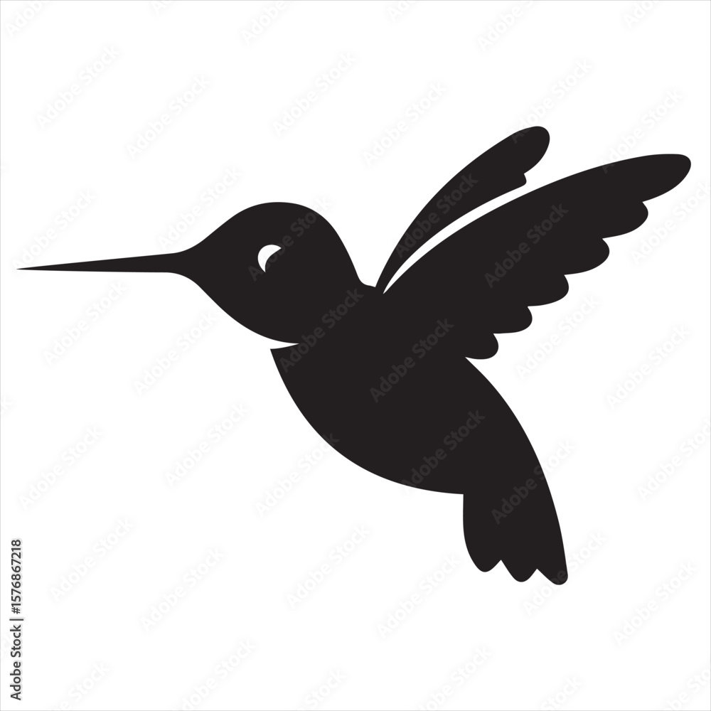 Fototapeta premium Silhouette Style Vector Hummingbird Logo Design – Elegant Minimal Bird Icon in Black Silhouette – Nature-Inspired Logo Template for Eco Brands, Floral Shops, Wellness, Beauty, or Organic Product