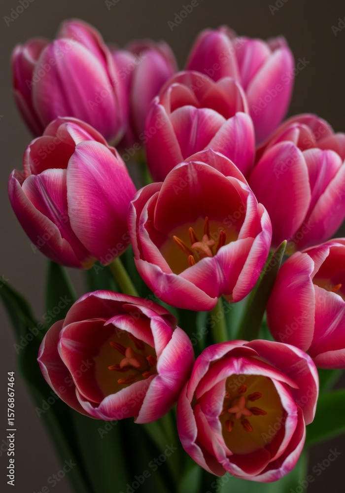 Obraz premium Closeup of a Bouquet of Pink and White Tulips