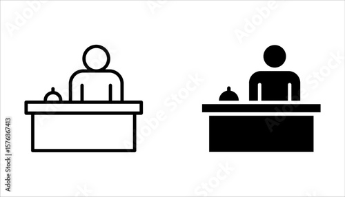 reception icon set, customer service, thin line symbol for web and mobile phone on white background