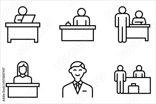 reception icon set, customer service, thin line symbol for web and mobile phone on white background