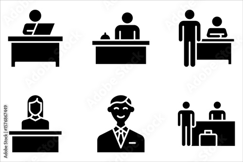 reception icon set, customer service, thin line symbol for web and mobile phone on white background