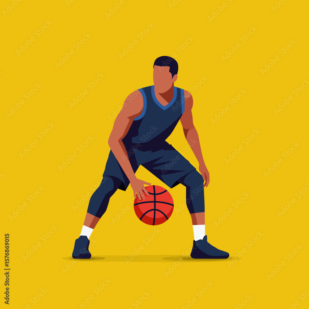 Fototapeta premium Basketball Player Dribbling Ball in Low Polygon Style Illustration