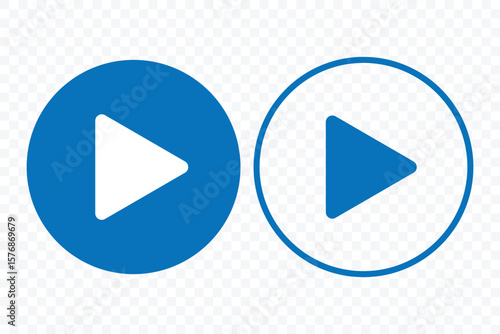 Free Download Play icon set. Blue play button on transparent background. Multimedia button symbol. Vector illustration. - GFXLoad