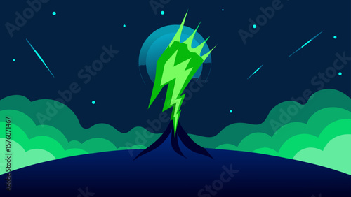 night landscape with moon