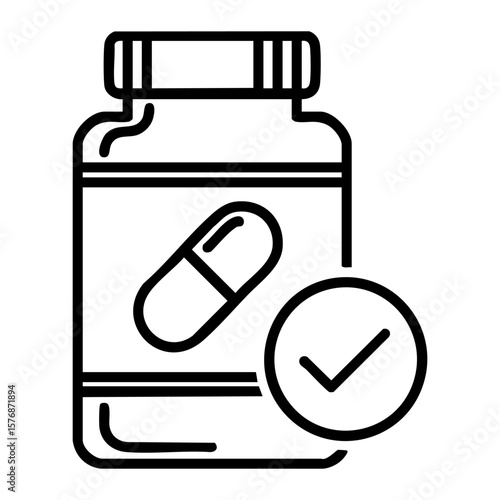 Pill bottle with checkmark icon