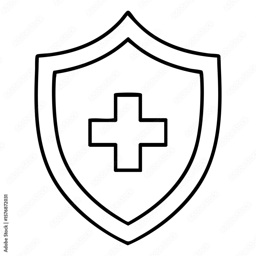 Fototapeta premium Health Protection Shield Line Icon