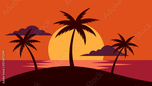 palm trees on sunset