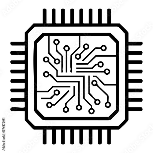 Microchip Circuit Line Icon
