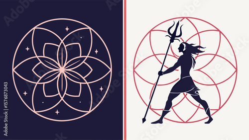 Divine Cosmic Lord Shiva in Geometric Harmony Spiritual Symbolism in Art