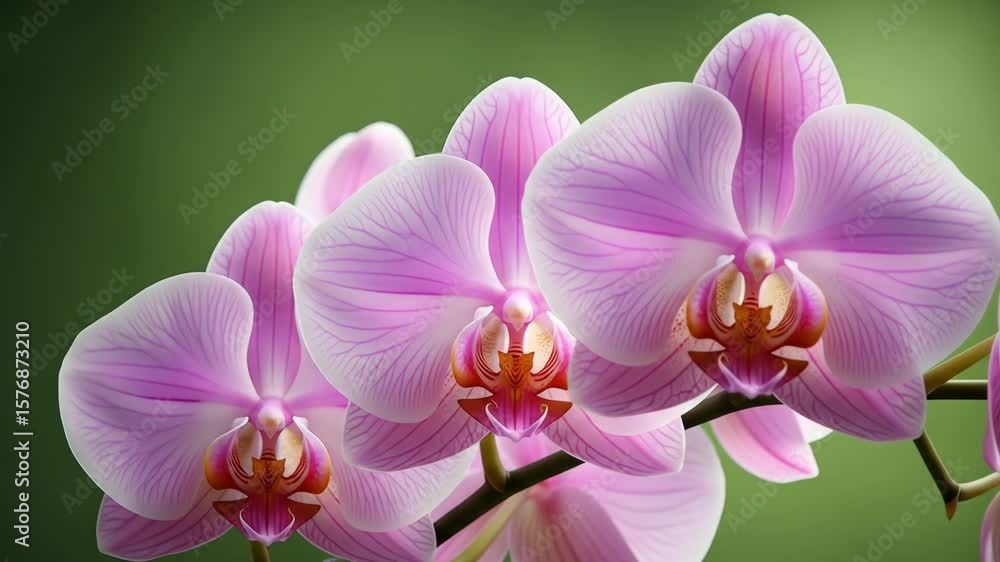 Blooming Pink Orchids on Green Blooming Pink Orchids on Green
