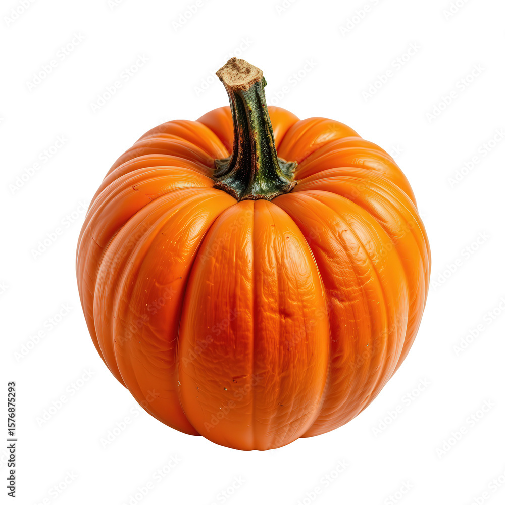 Obraz premium Close-Up of a Bright Orange Pumpkin with Textured Surface and Distinctive Stem