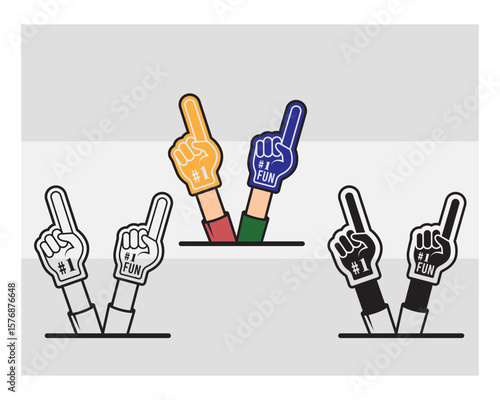 Fan Foam Fingers SVG Silhouette Bundle, Hands Up With Glove With Number One, Glove Svg, Hands Up Svg, Foam Hand Supporter, Fan Foam Fingers Png, Fan Foam Fingers Svg Images,