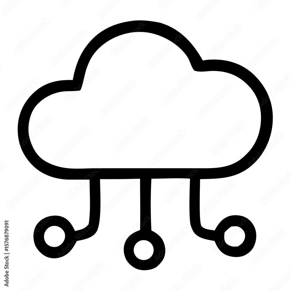 Simple Outline Digital Cloud Connection Node Technology Line Icon Simple Outline Digital Cloud Connection Node Technology Line Icon